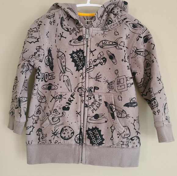 Robot/Spaceship grey zip up hoodie.